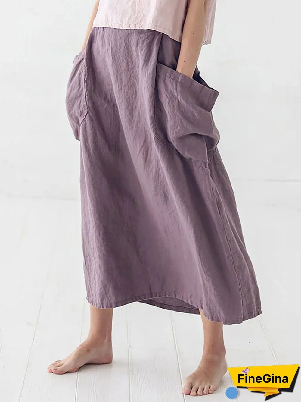 Marina Linen Elastic Waist Skirt