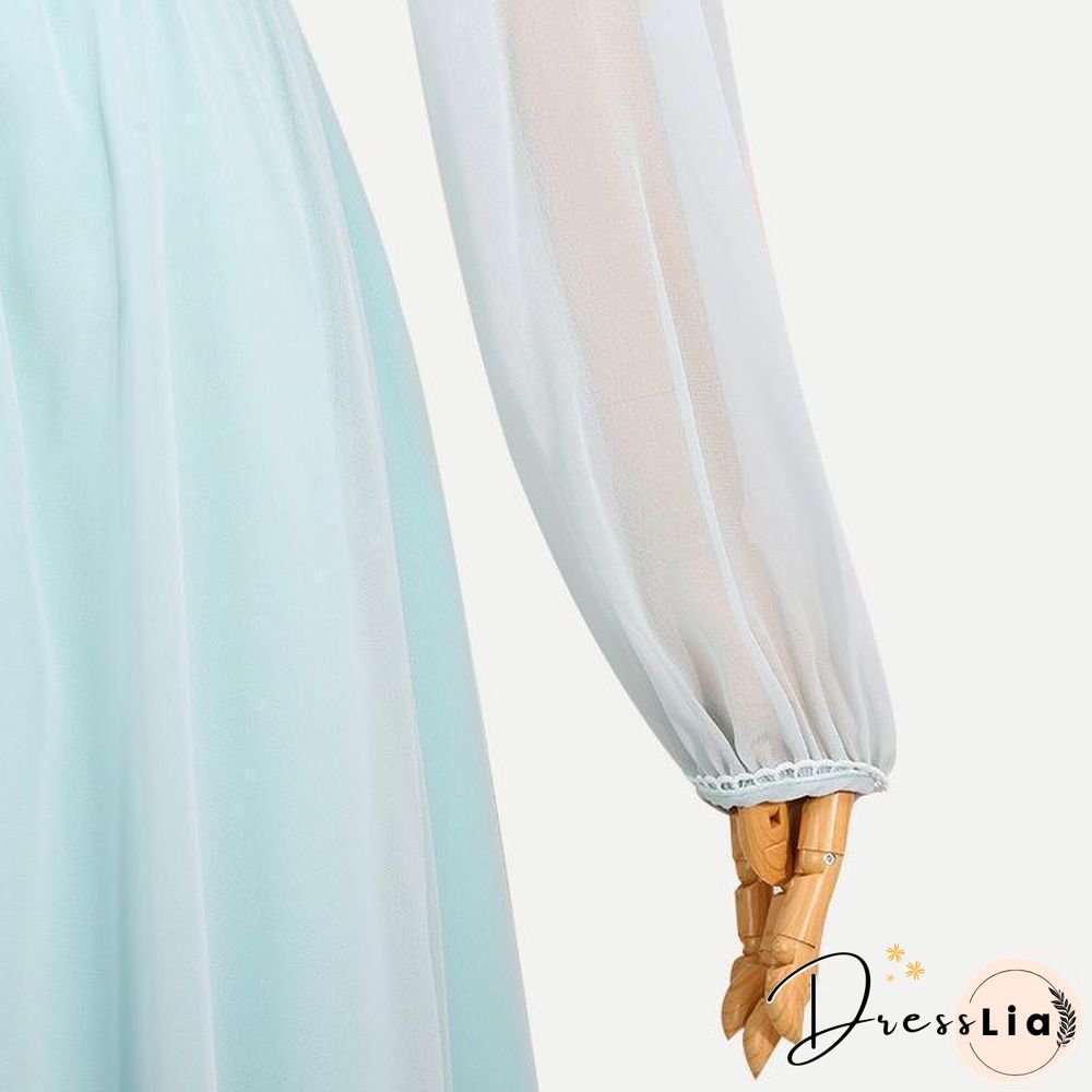 Women V-Neck Elegance Style Long Sleeve Dress
