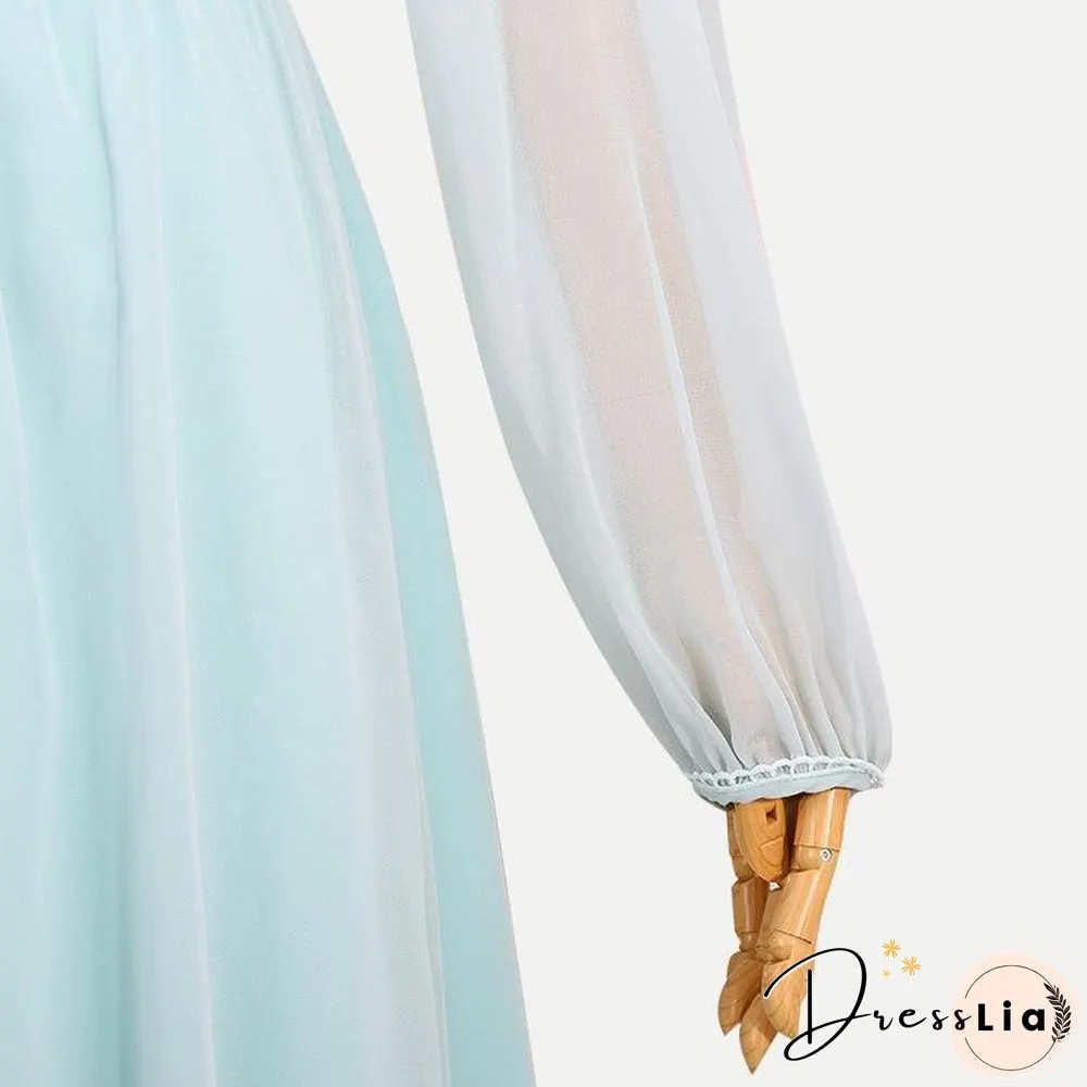 Women V-Neck Elegance Style Long Sleeve Dress