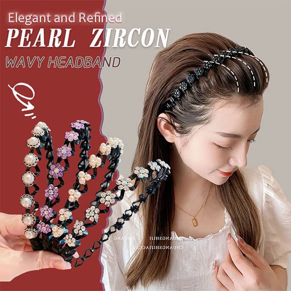Pearl Zircon Elegant Wave Headband