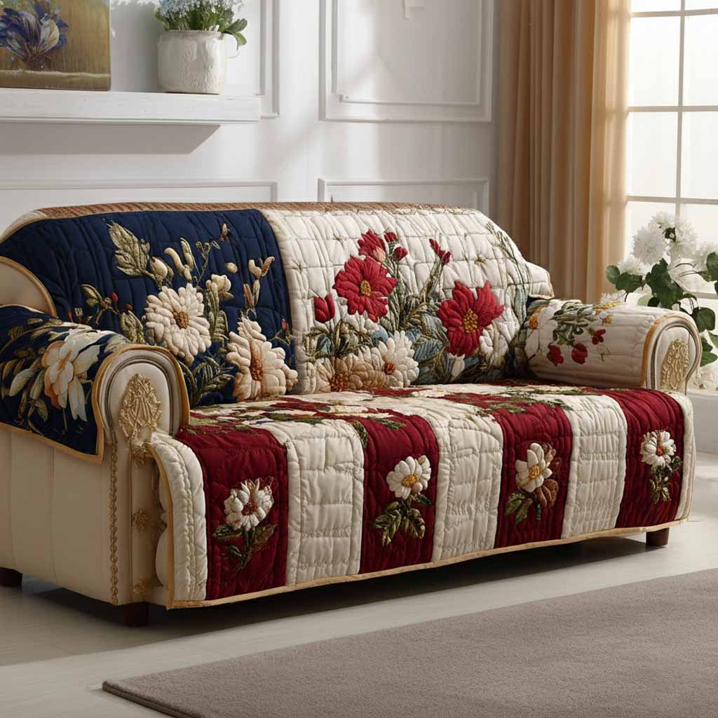 Heritage Flower Quilted Sofa Cover NCU0XD2301 everthome