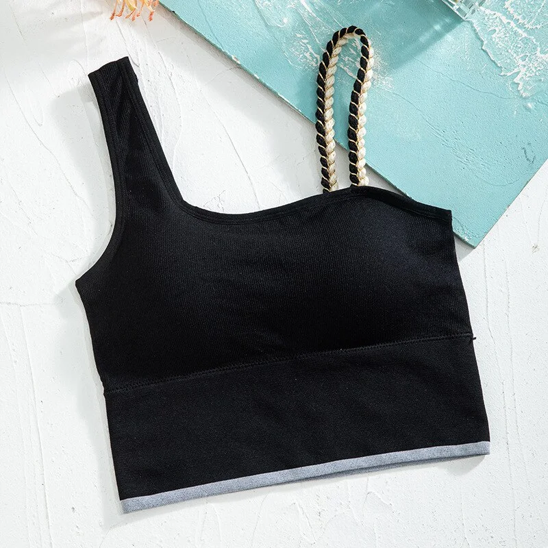 Billionm New Irregular Female Camisole Fashion Off The Shoulder Crop Top Female Push Up Self-Cultivation Underwear Women