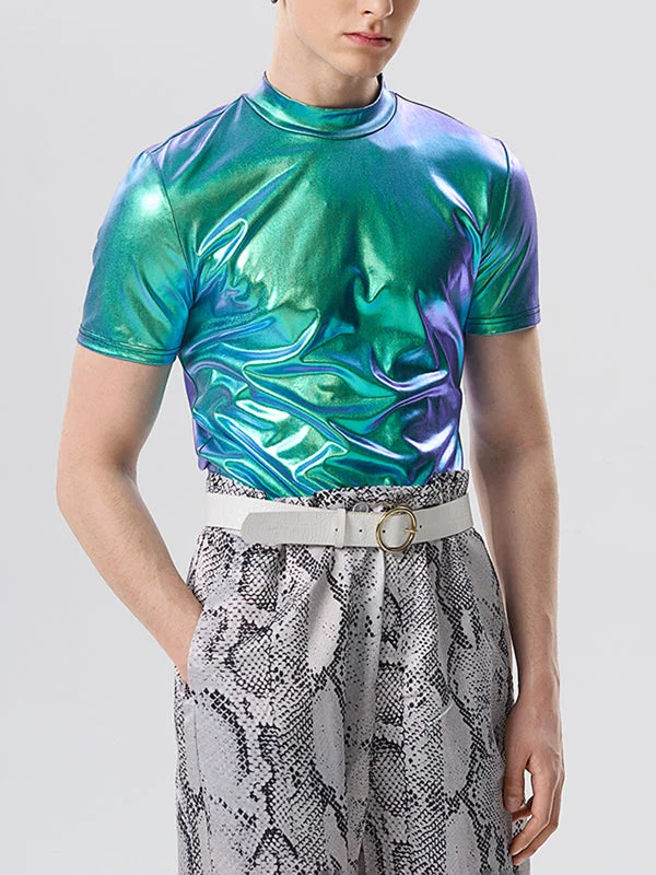 Aonga - Mens Glitter Crew Neck Short Sleeve T-shirt