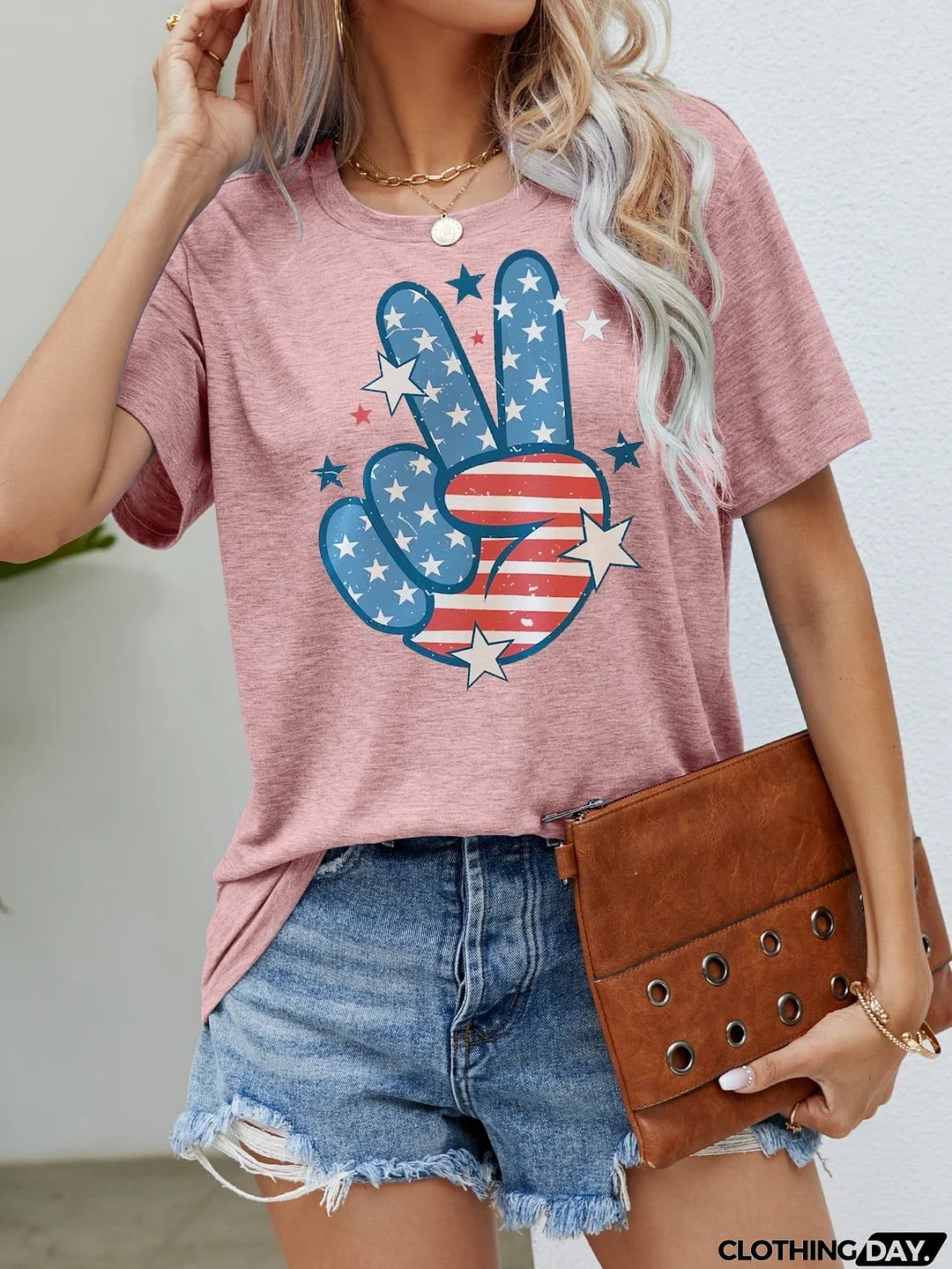 US Flag Peace Sign Hand Graphic Tee