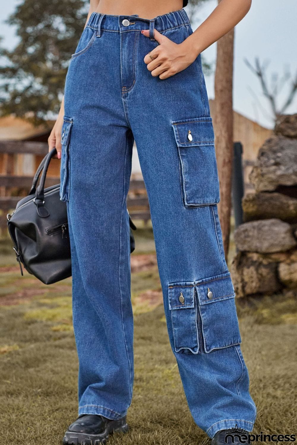 Loose Fit Long Jeans with Pockets