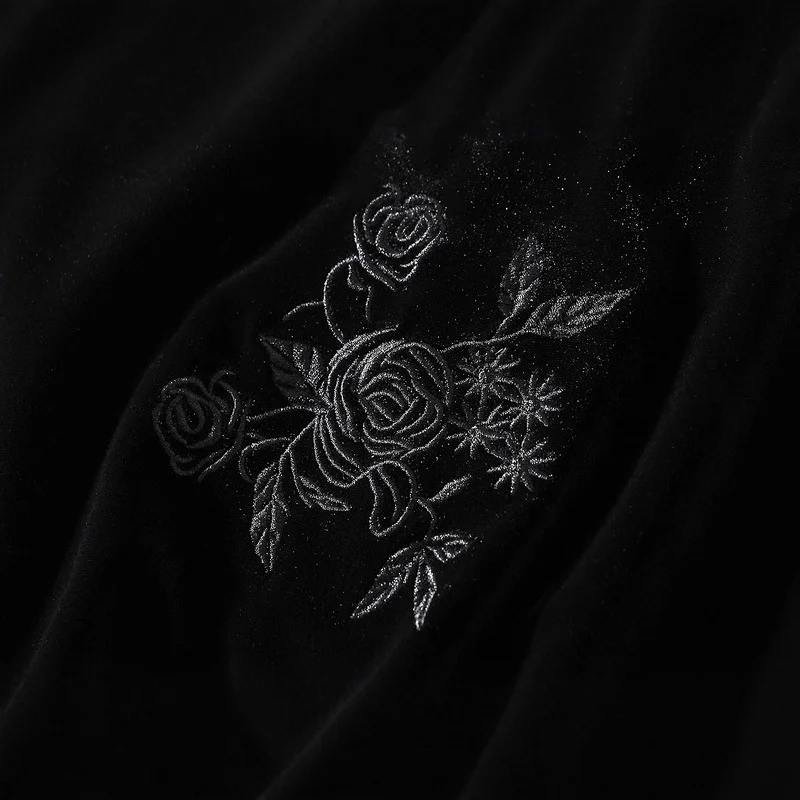 Nigikala Nigikala Design Black Embroidery Art Sense Half-Body Skirt Female High-Waist Ghost Velvet Gooster 0508