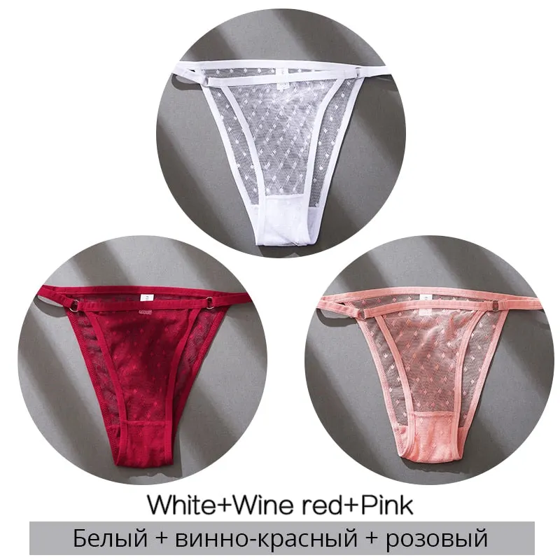 FINETOO M-2XL Sexy Panties Women Dot Lace Bikini Underpants Low Waist Lace Underwear Plus Size Panty Ladies Lingerie Girls Panty