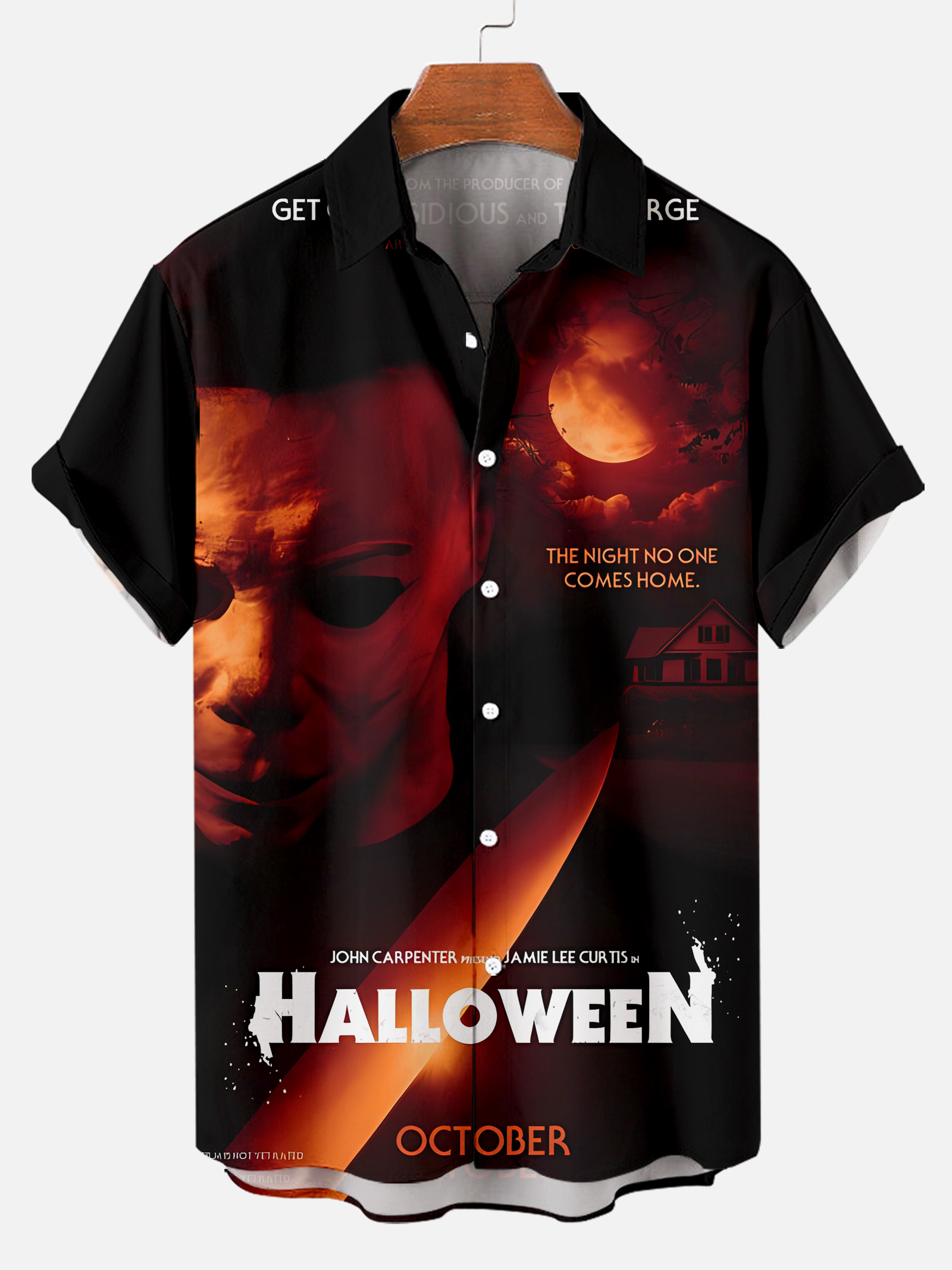 Men Revisit Classic Horror Halloween Movie Printed Shirt PLUSCLOTHESMAN