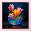 Luminous Tulip Vase-11CT Stamped Cross Stitch 40*40cm/15.75*15.75in tapestrymarket