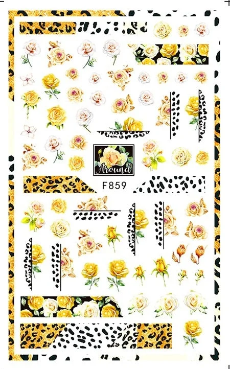 Purple Red Pink Rose Flower 3D Nail Sticker Leaves Love Heart Self-Adhesive Slider Art Decorations Decals Manicure Accessories-Nail Inspo