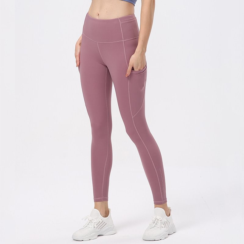 Yoga Pants Side Pocket High Waist Peach Hip Raise Fitness Bottoms