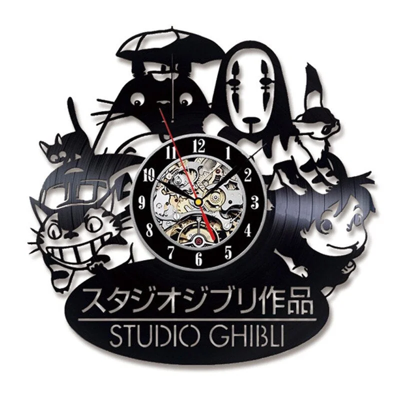 Vinyl Record LED Wall Clock with 7 Different Colors Change My Neighbor Totoro Studio Ghibli Hanging Clock Wall Watch Home Decor