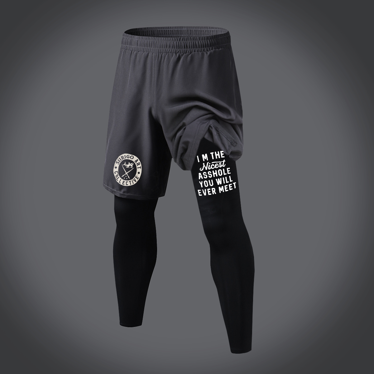 I‘m The Nicest Asshole You Will Ever Meet Letter Graphic Print 2 in 1 Gym Workout With Leggings