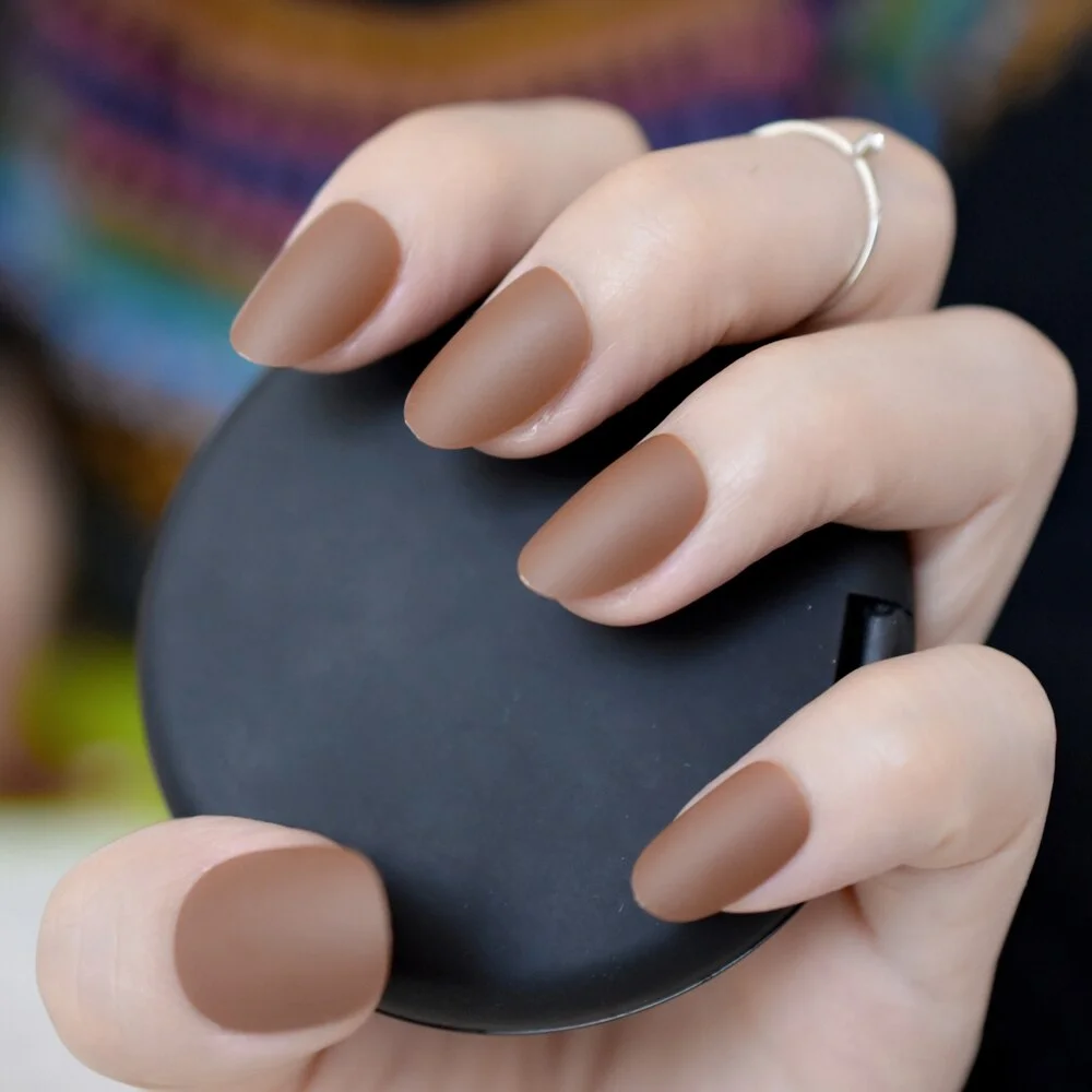 Matte Short Nails Squoval Pink Frosted Nails Press On Nails Artificial Scrub Designed Supplies For Professionals Full Cover Nail-Nail Inspo