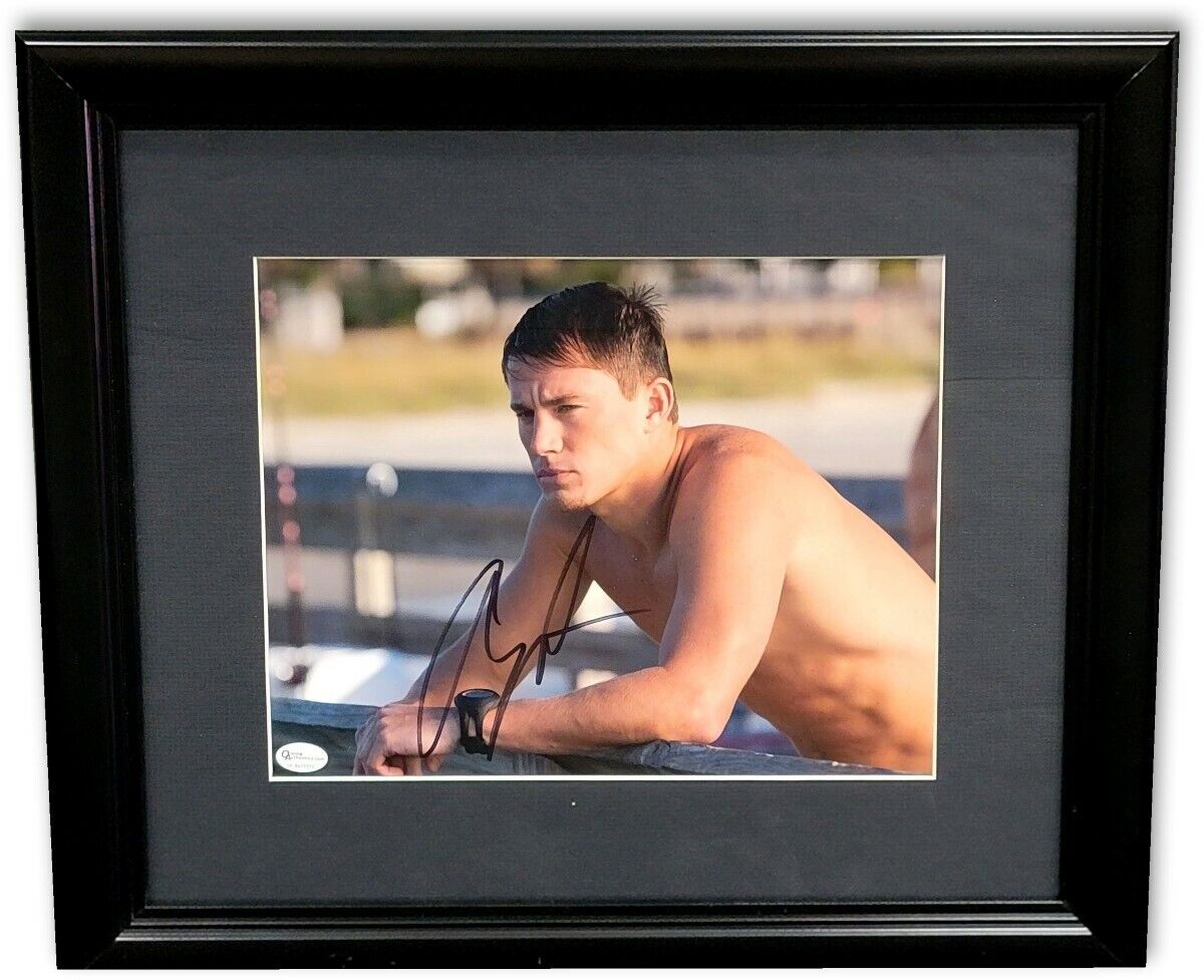 Channing Tatum Signed Autograph 8X10 Photo Poster painting Framed Magic Mike in Pool OA-8417070