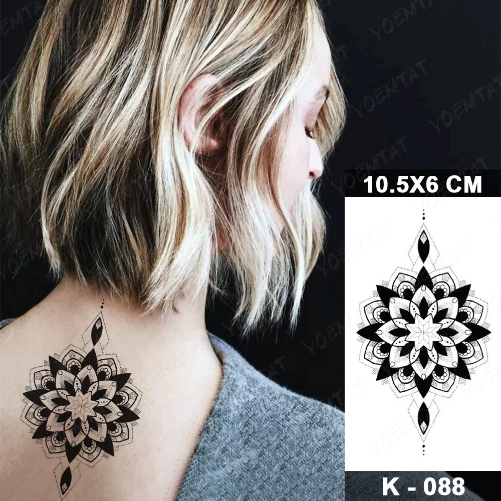 Waterproof Temporary Tattoo Sticker Realistic Black Waist Wrist Lily Flowers Flash Tatoo Fake Tatto For Body Art Women Men