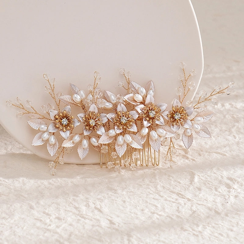 Elegant Bridal Women’s Flower Alloy Diamond Insert Comb