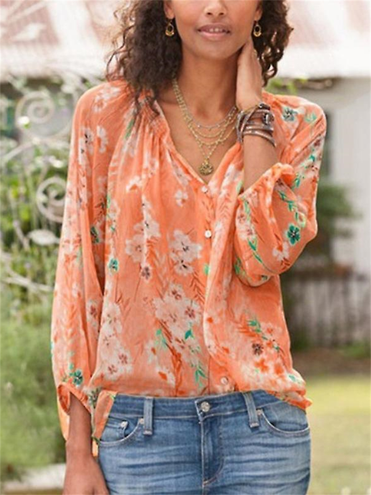 Floral Pleated Comfy Flowy Blouse wearshes