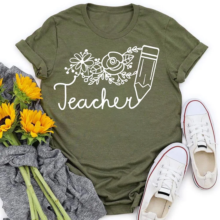 ANB - Flowers Teacher Pencil-shirt Tee -05965