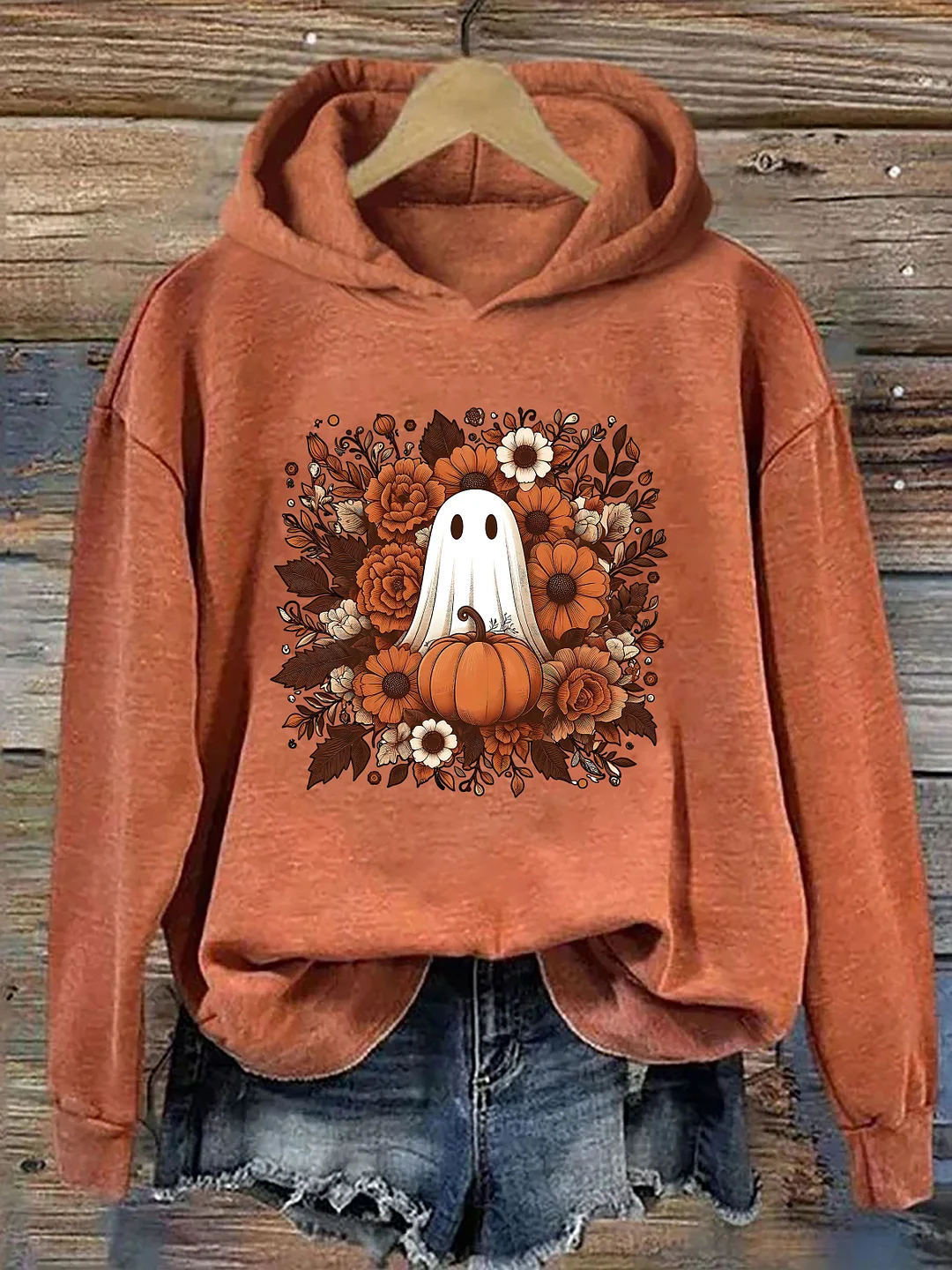 Floral Cute Ghost Halloween Hoodie