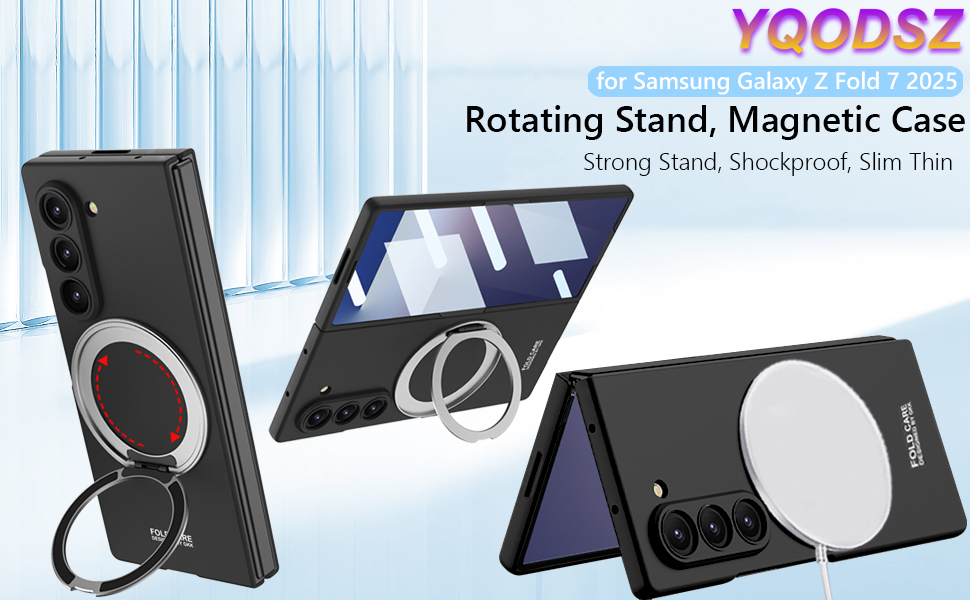 for Samsung Galaxy Z Fold 7 Magnetic Case with Rotating Ring Holder