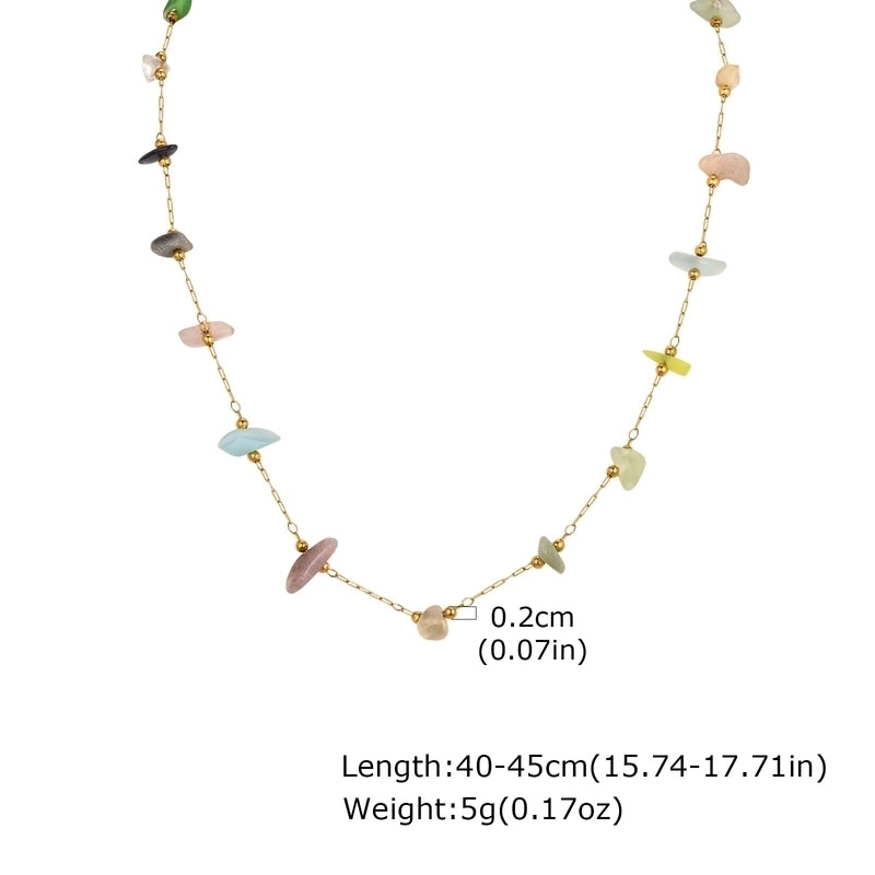 IG Style Vacation Bohemian Geometric 201 Stainless Steel Natural Stone 18K Gold Plated Necklace In Bulk