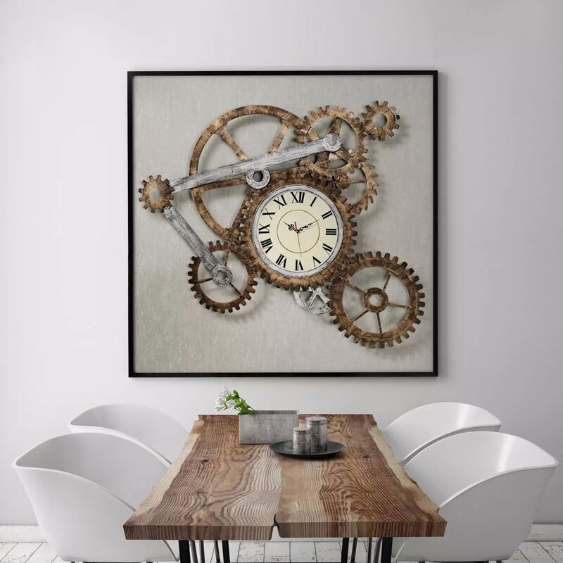 Wall Art Canvas Painting Vintage Gear Clock Canvas Prints for for Living Room Office Store Decoration Wall Decor Pictures HY133
