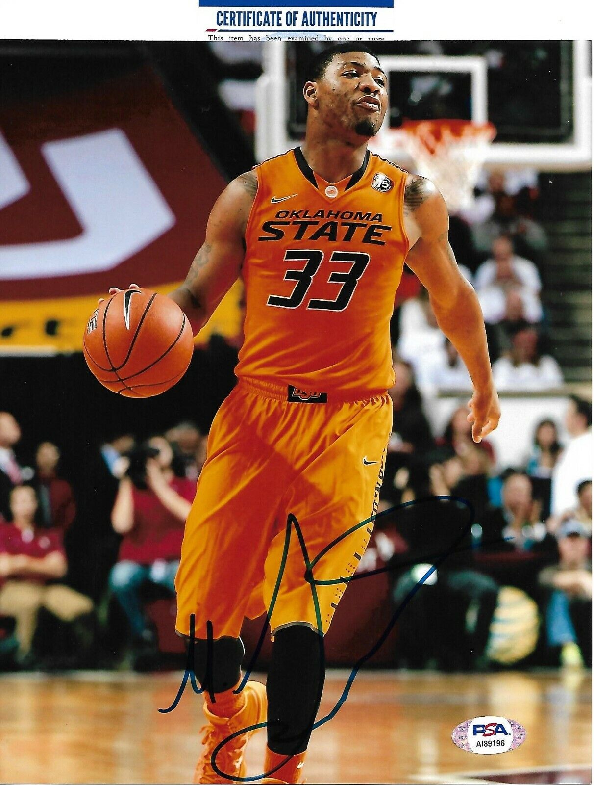 MARCUS SMART signed OKLAHOMA STATE COWBOYS, CELTICS 8X10 Photo Poster painting w COA PSA AI89196