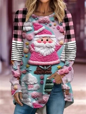 Women's Long Sleeve Scoop Neck Graphic Printed Tops