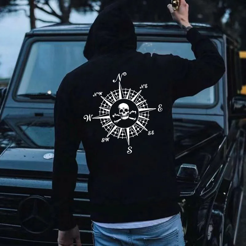 Skull With Beacon Print Men's Hoodie