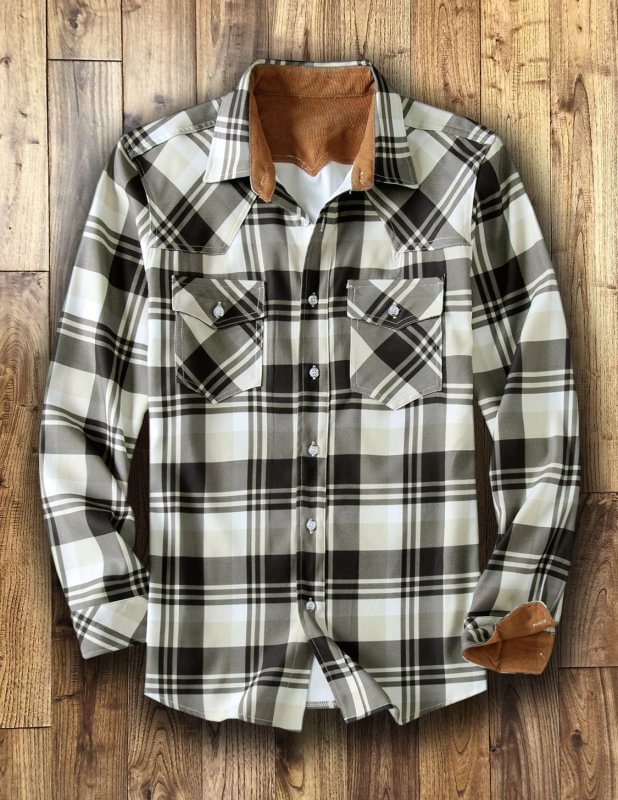 Men's High Quality Plaid Shirt Cardigan Lapel Long Sleeve Plaid Shirt Jacket