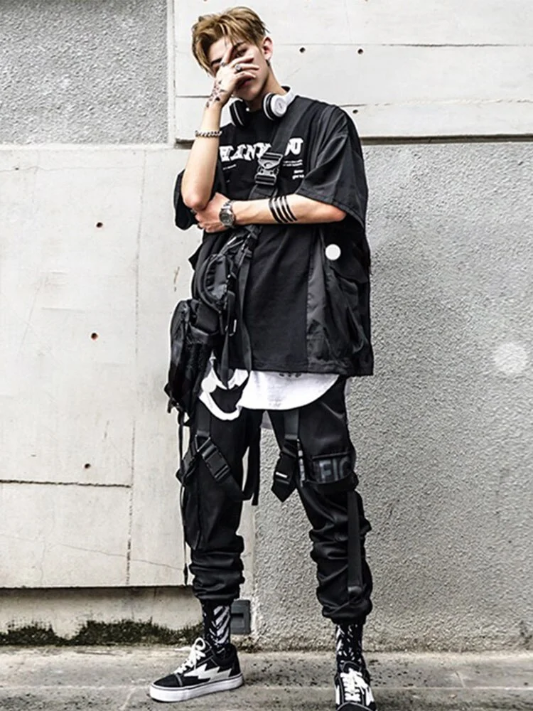Mingyejia Harajuku Joggers Trousers Mens Cargo Casual Pants Fashion Sweatpants Men Y2K Pockets Sweatpants Streetwear Male Spodnie Meskie