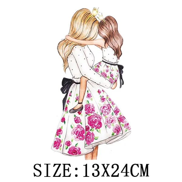 Mom&Baby Iron On Transfer For Woman Clothing DIY Washable Thermal Stickers On T-shirt Lovely Design Appliqued Patches On Clothes