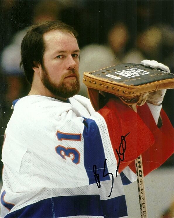 VINTAGE BILLY SMITH SIGNED NEW YORK NY ISLANDERS GOALIE 8x10 Photo Poster painting #2 Autograph