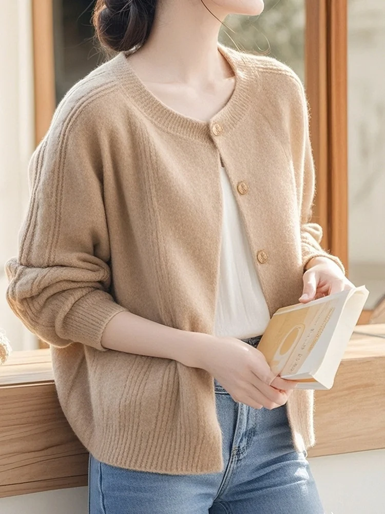 Athvotar Athvotar Soft-Gried Sweater Coat Women 2025 Autumn And Winter New Loose Casual Temperament Super Good Knitted Open Shirt Top