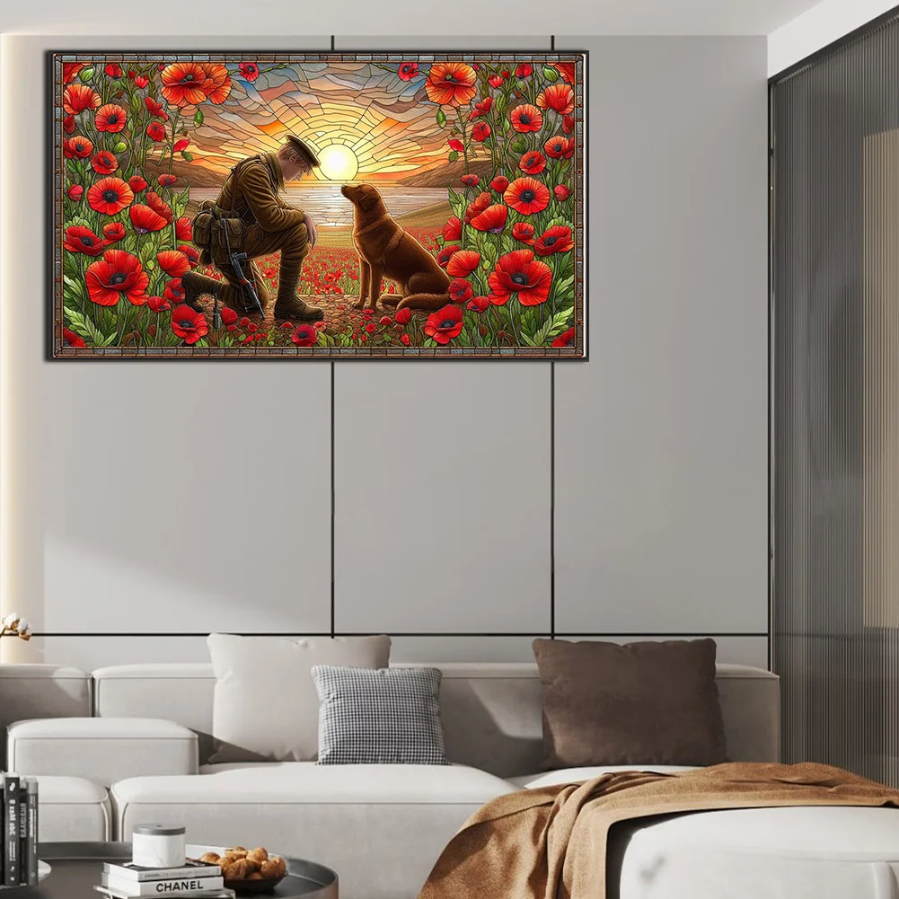 Diamond Painting - Full Round Drill - Warriors and War Dogs(Canvas|70*40cm)