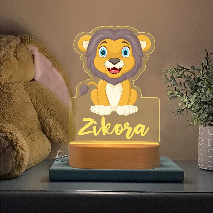 Personalized Lion Night Light Custom Name  LED Lamp for Kids