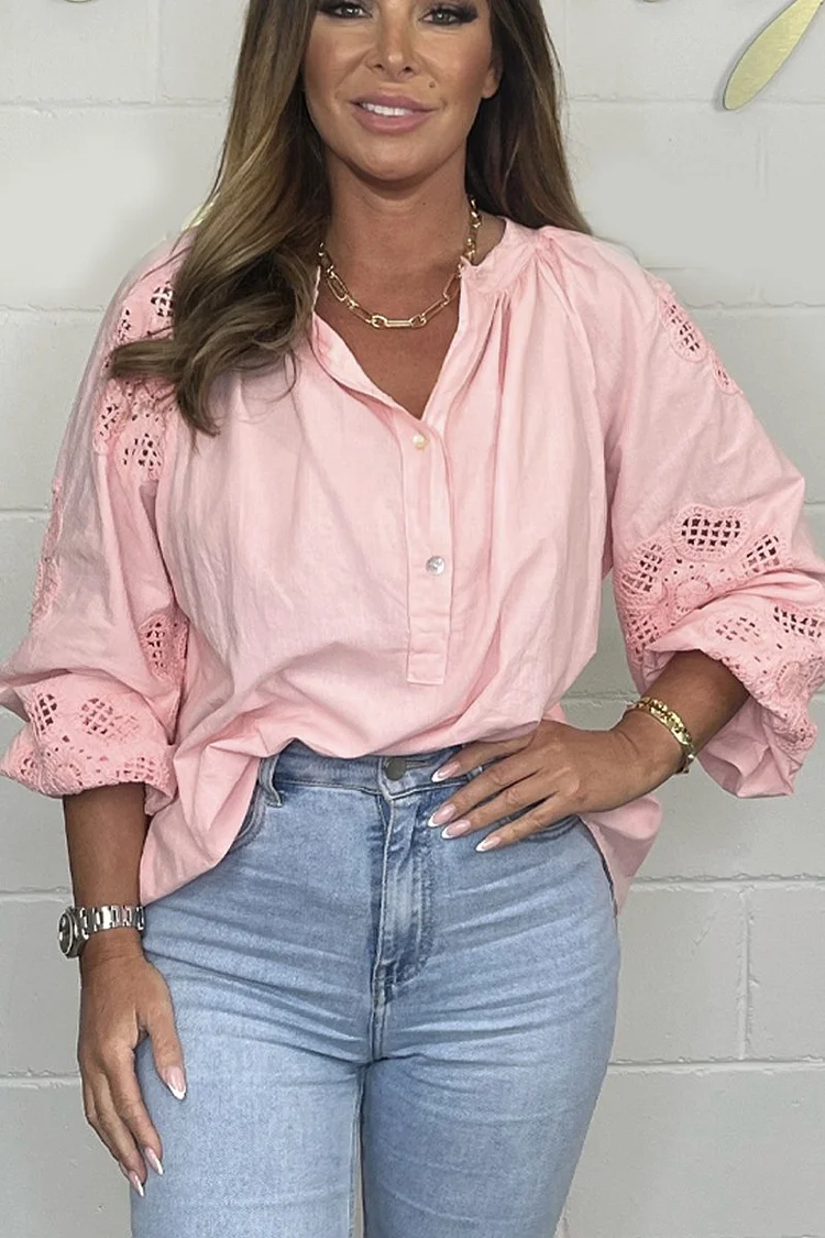 Cotton lace patchwork shirt