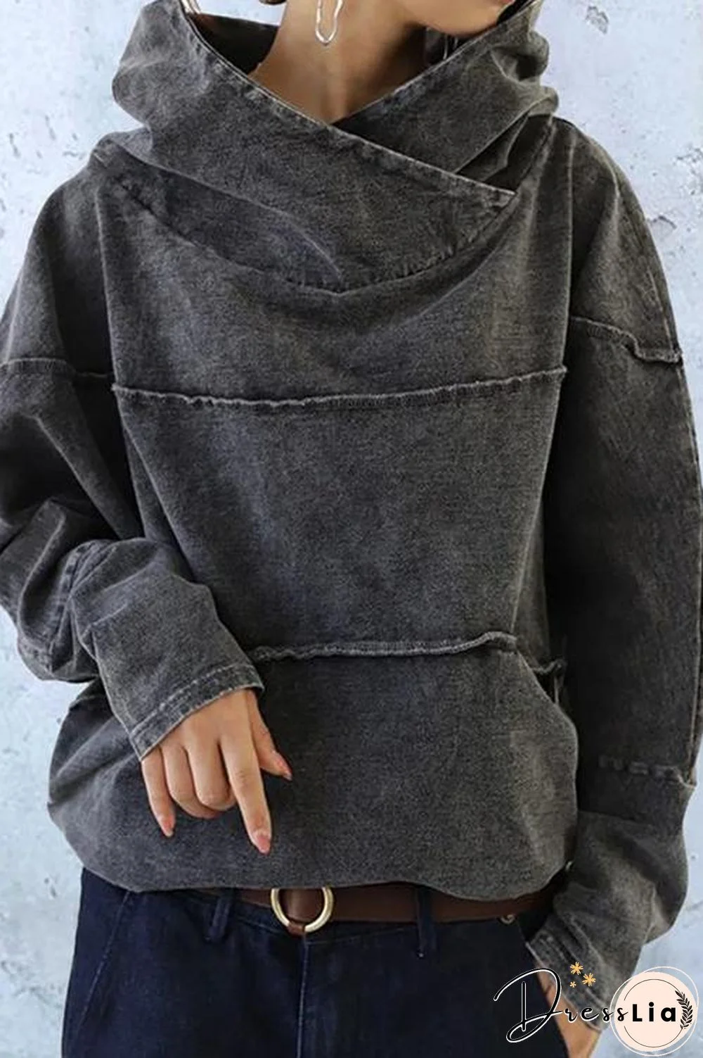 Vintage Long Sleeve Turtleneck Hoodie