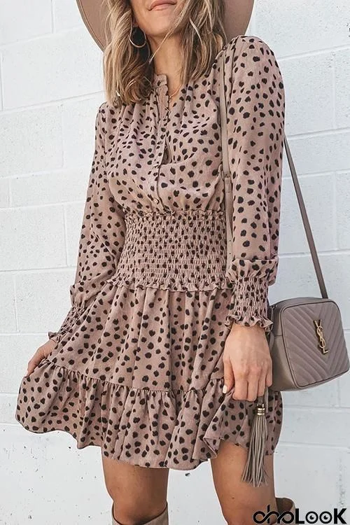 Dot Long Sleeve Mini Dress