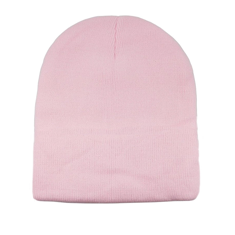 Brimless Knitted Beanie No Flanging Solid Color Light Board Hat With Embroidery