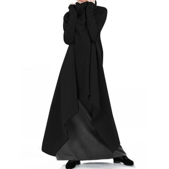 Irregular Solid Color High Collar Long Sleeve Sweatshirt