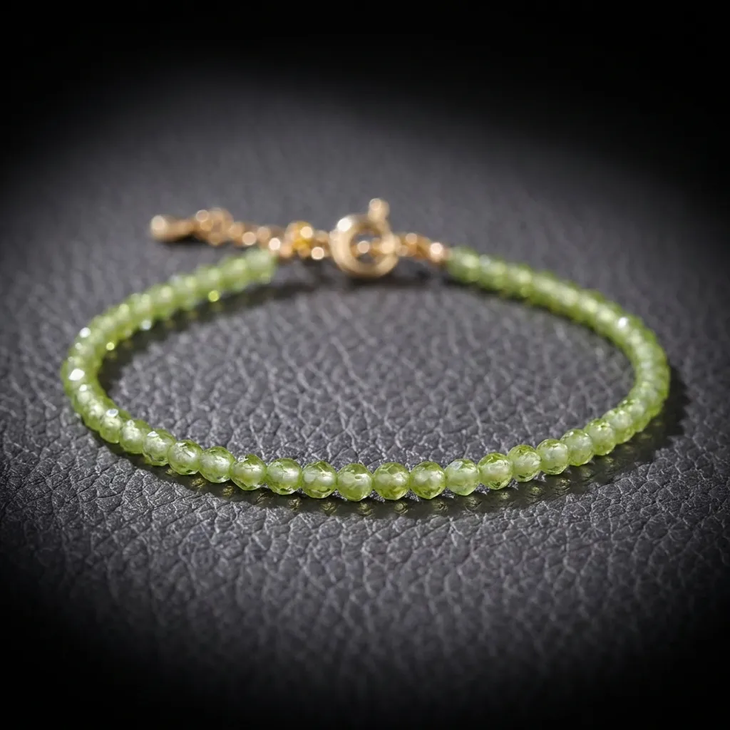 Luminous 3mm Natural Peridot Faceted Bracelet | The Verdant Collection Luminous Peridot-Standard Adjustable (Fits 13cm-17cm Wrist)