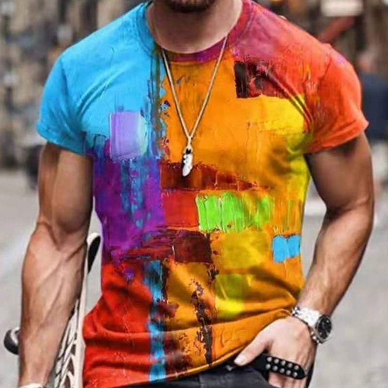 Colorful Graffiti Men's Short Sleeve T Shirts-VESSFUL
