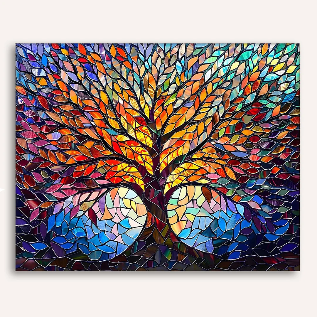 DIY Tree of Life Paint by Numbers Kits Drawing Paintwork on Canvas 15.75x19.69inch Without Frame Canvas Oil Painting Number Painting for Beginners Adults Gift Home Wall Decor