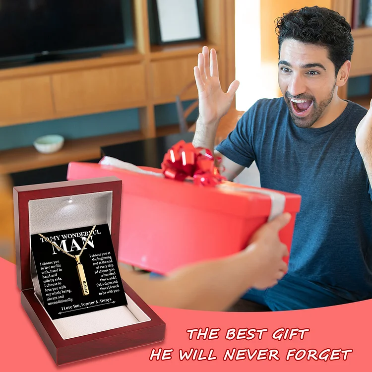 Collana a barra cubica acciaio inox per uomo papà nonno marito fidanzato 4 testi personalizzabili