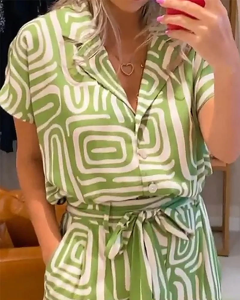 Printed casual two-piece suit