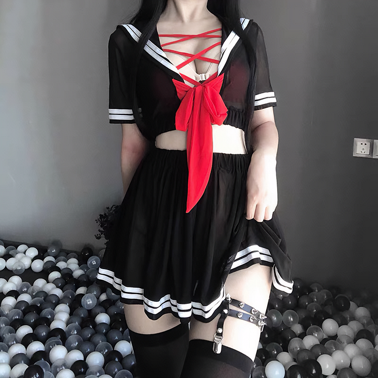 Sexy Cosplay Anime Student Black Uniform - Gotamochi Kawaii Shop, Kawaii Clothes