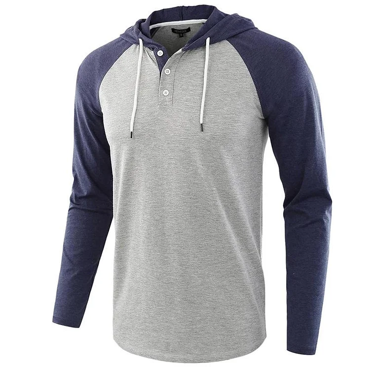 Men's Casual Sports Patchwork Cotton Hoodie