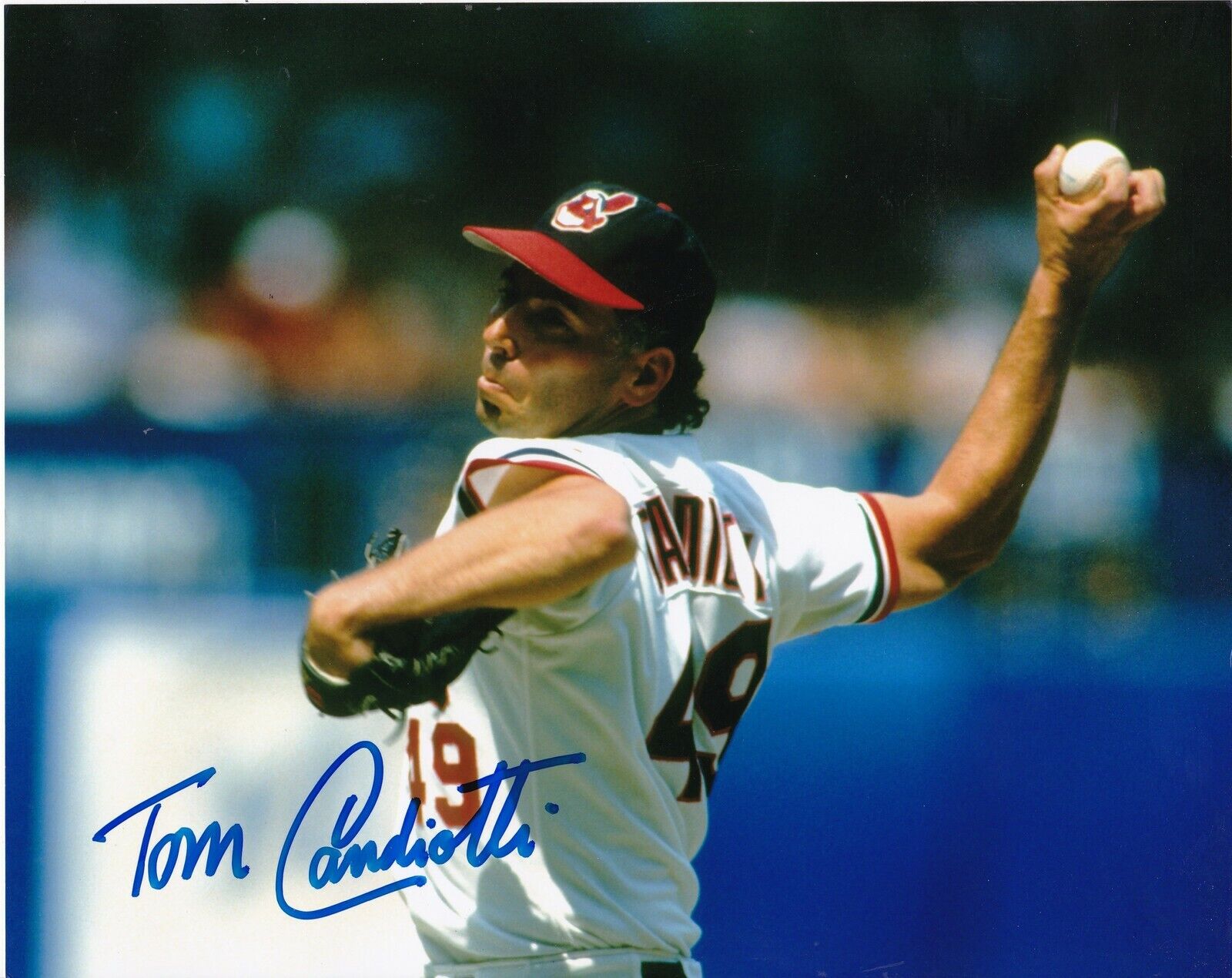 TON CANDIOTTI CLEVELAND INDIANS ACTION SIGNED 8x10